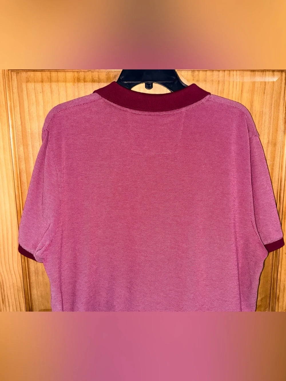Banana Republic Men’s Burgundy/Red Zip Polo with Dark Burgundy Trim-L-EC